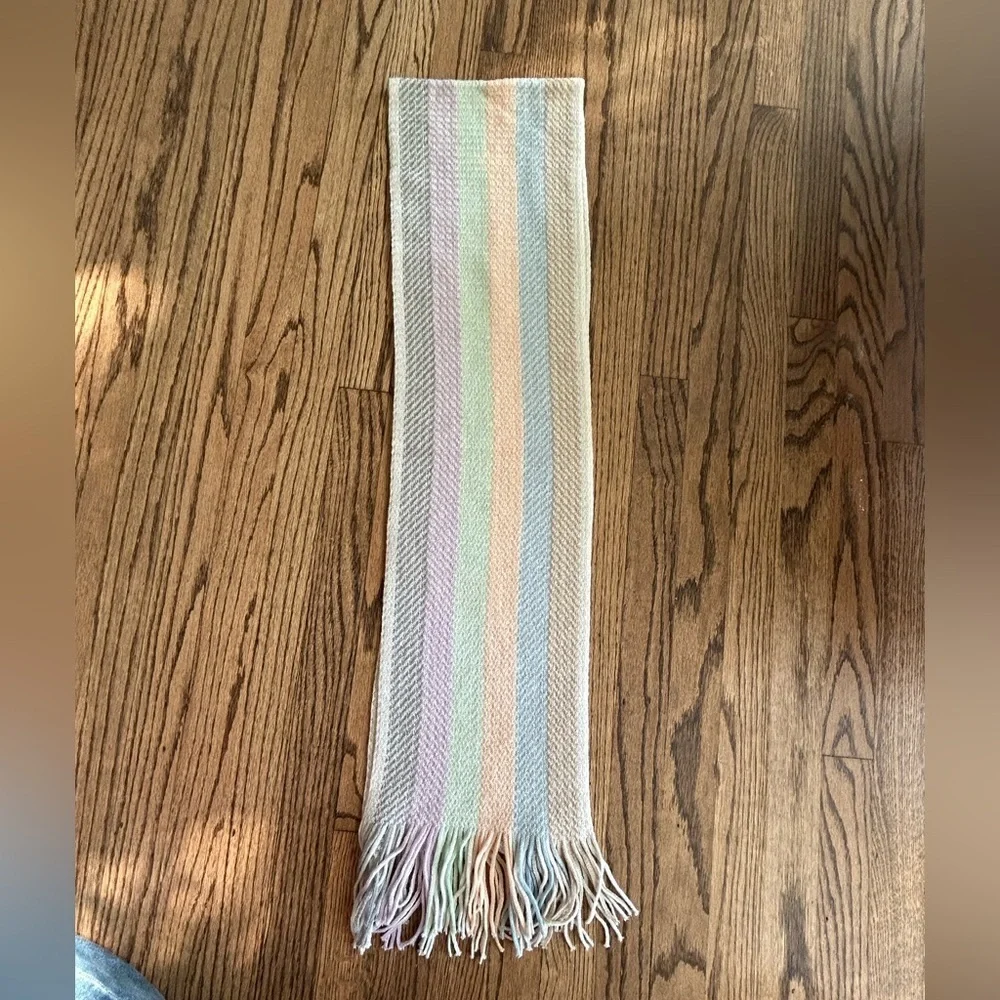 Soft Pastel Striped Scarf with Silver Shimmer‎